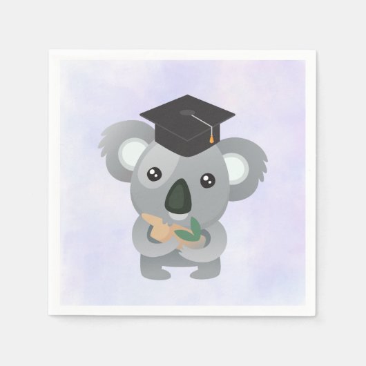 Schattigee koala in een zwarte afstudeerdop servetten (Voorkant)