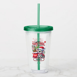 Schattigee Koala Kerstmis gepersonaliseerde naam Acryl Drinkbeker