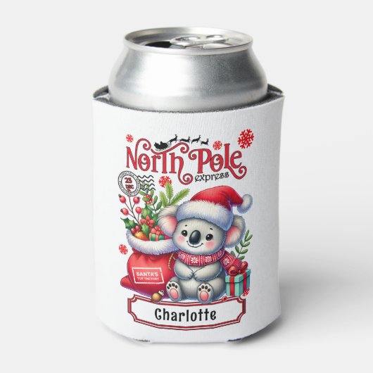 Schattigee Koala Kerstmis gepersonaliseerde naam Blikjeskoeler (Blikje Voorkant)