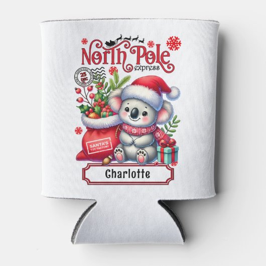 Schattigee Koala Kerstmis gepersonaliseerde naam Blikjeskoeler (Voorkant)