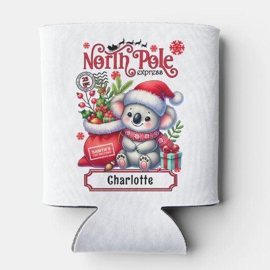 Schattigee Koala Kerstmis gepersonaliseerde naam Blikjeskoeler (Achterkant)