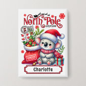 Schattigee Koala Kerstmis gepersonaliseerde naam Button (Voorkant)