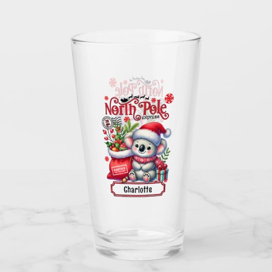Schattigee Koala Kerstmis gepersonaliseerde naam Glas (Voorkant)