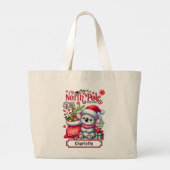Schattigee Koala Kerstmis gepersonaliseerde naam Grote Tote Bag (Achterkant)