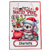 Schattigee Koala Kerstmis gepersonaliseerde naam Medium Cadeauzakje (Voorkant)