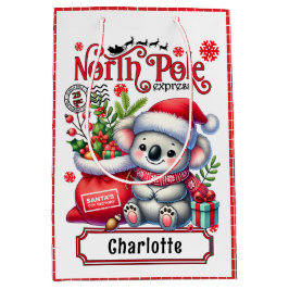 Schattigee Koala Kerstmis gepersonaliseerde naam Medium Cadeauzakje