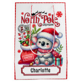 Schattigee Koala Kerstmis gepersonaliseerde naam Medium Cadeauzakje (Achterkant)