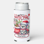 Schattigee Koala Kerstmis gepersonaliseerde naam Seltzer Blikjeskoeler (Seltzer Achterkant)