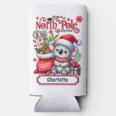 Schattigee Koala Kerstmis gepersonaliseerde naam Seltzer Blikjeskoeler (Achterkant)