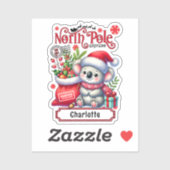 Schattigee Koala Kerstmis gepersonaliseerde naam Sticker (Vel)