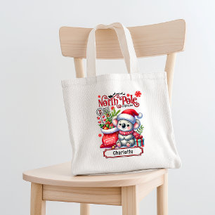 Schattigee Koala Kerstmis gepersonaliseerde naam Tote Bag