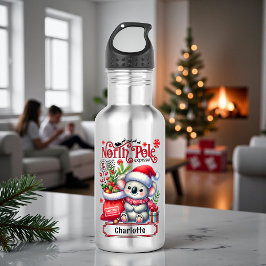 Schattigee Koala Kerstmis gepersonaliseerde naam Waterfles