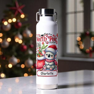 Schattigee Koala Kerstmis gepersonaliseerde naam Waterfles