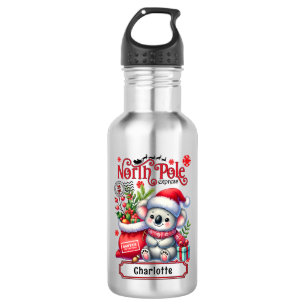 Schattigee Koala Kerstmis gepersonaliseerde naam Waterfles