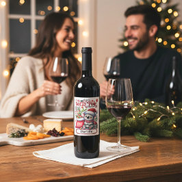 Schattigee Koala Kerstmis gepersonaliseerde naam Wijn Etiket