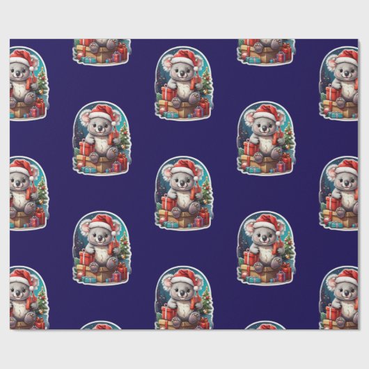 Schattigee Koala Kerstviering Cadeaupapier (Vlak)