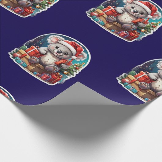 Schattigee Koala Kerstviering Cadeaupapier (Hoek)