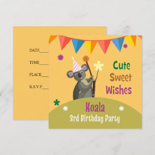 Schattigee Koala Kids Verjaardagsfeest Uitnodiging