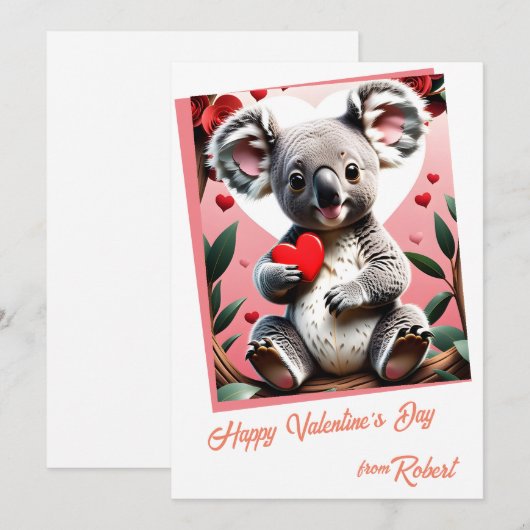 Schattigee koala kinder Valentijnsdag Feestdagenkaart (Voorkant / Achterkant)