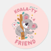 Schattigee Koala Kind's Classroom Valentijnsdag Ronde Sticker (Voorkant)