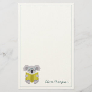 Schattigee koala lezen van dierlijke kinder briefp briefpapier