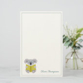 Schattigee koala lezen van dierlijke kinder briefp briefpapier (Staand voorkant)