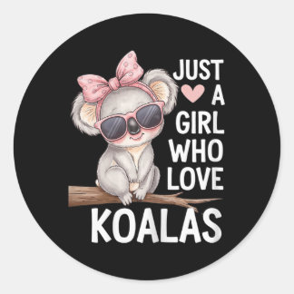 Schattigee koala met boog gewoon een meisje dat ho ronde sticker