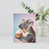 Schattigee koala met cupcake pastelverloop briefkaart (Staand voorkant)