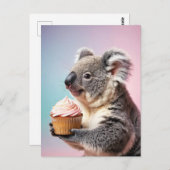 Schattigee koala met cupcake pastelverloop briefkaart (Voorkant / Achterkant)