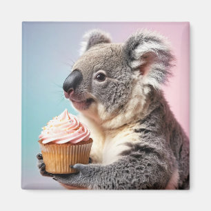Schattigee koala met cupcake pastelverloop magneet