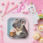 Schattigee koala met cupcake pastelverloop papieren bordje (Feest)