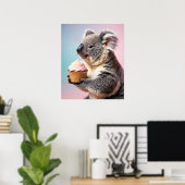 Schattigee koala met cupcake pastelverloop poster (Thuiskantoor)