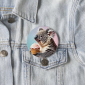 Schattigee koala met cupcake pastelverloop ronde button 7,6 cm (In situ)