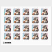 Schattigee koala met cupcake pastelverloop vierkante sticker (Vel)