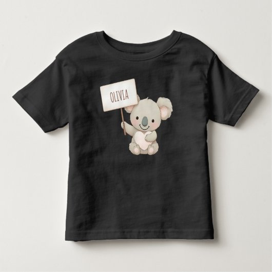 Schattigee Koala met een naambord Kinder Shirts (Voorkant)