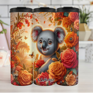 Schattigee Koala met een Roos Thermosbeker