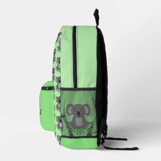 Schattigee koala met eucalyptus, personaliseerbaar bedrukte rugzak (Rechts)