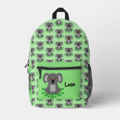 Schattigee koala met eucalyptus, personaliseerbaar bedrukte rugzak (Voorkant)