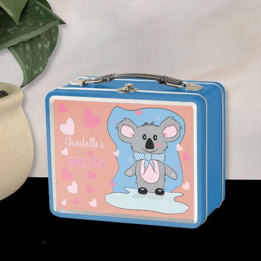 Schattigee koala met hartjes meisje metal lunchbox