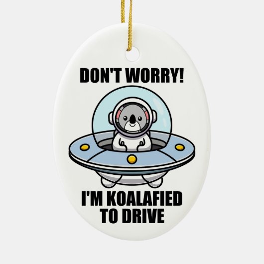 Schattigee Koala nieuwe chauffeur Ik ben Koalafied Keramisch Ornament (Achterkant)