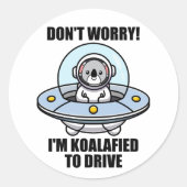 Schattigee Koala nieuwe chauffeur Ik ben Koalafied Ronde Sticker (Voorkant)