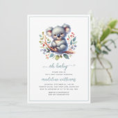 Schattigee Koala Oh Baby shower Uitnodiging (Staand voorkant)