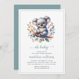Schattigee Koala Oh Baby shower Uitnodiging