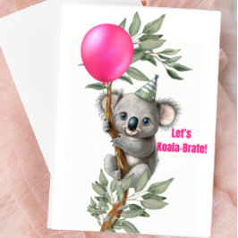 Schattigee Koala Party Blank Kaart - "Laten we Koa