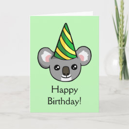 Schattigee Koala Party Pet tekenen Happy Birthday  Kaart