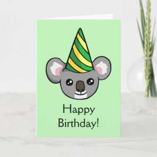 Schattigee Koala Party Pet tekenen Happy Birthday  Kaart