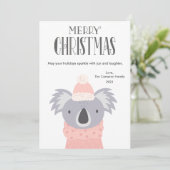 Schattigee Koala Plaid Pet Lover Christmas Flat Feestdagenkaart (Staand voorkant)
