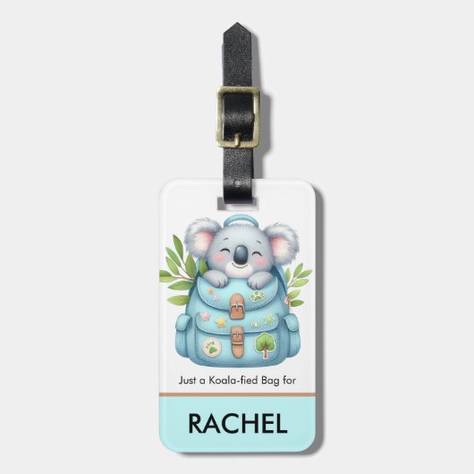 Schattigee Koala Reiziger Gepersonaliseerd Kinder  Bagagelabel (Voorkant verticaal)