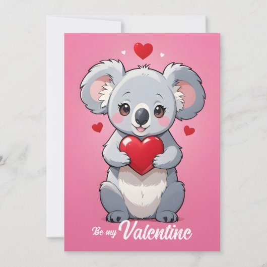 Schattigee koala roze liefde Valentijnsdag Feestdagenkaart (Voorkant)