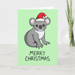 Schattigee Koala Santa Hat Tekening Vrolijke Kerst Feestdagen Kaart
